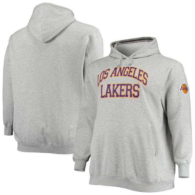 Sweat à capuche pour hommes Mitchell & Ness gris chiné Los Angeles Lakers Hardwood Classics Big Tall Throwback