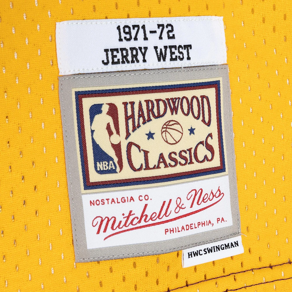 Men's Mitchell & Ness Jerry West Purple/Gold Los Angeles Lakers Hardwood Classics 1971/72 Split Swingman Jersey