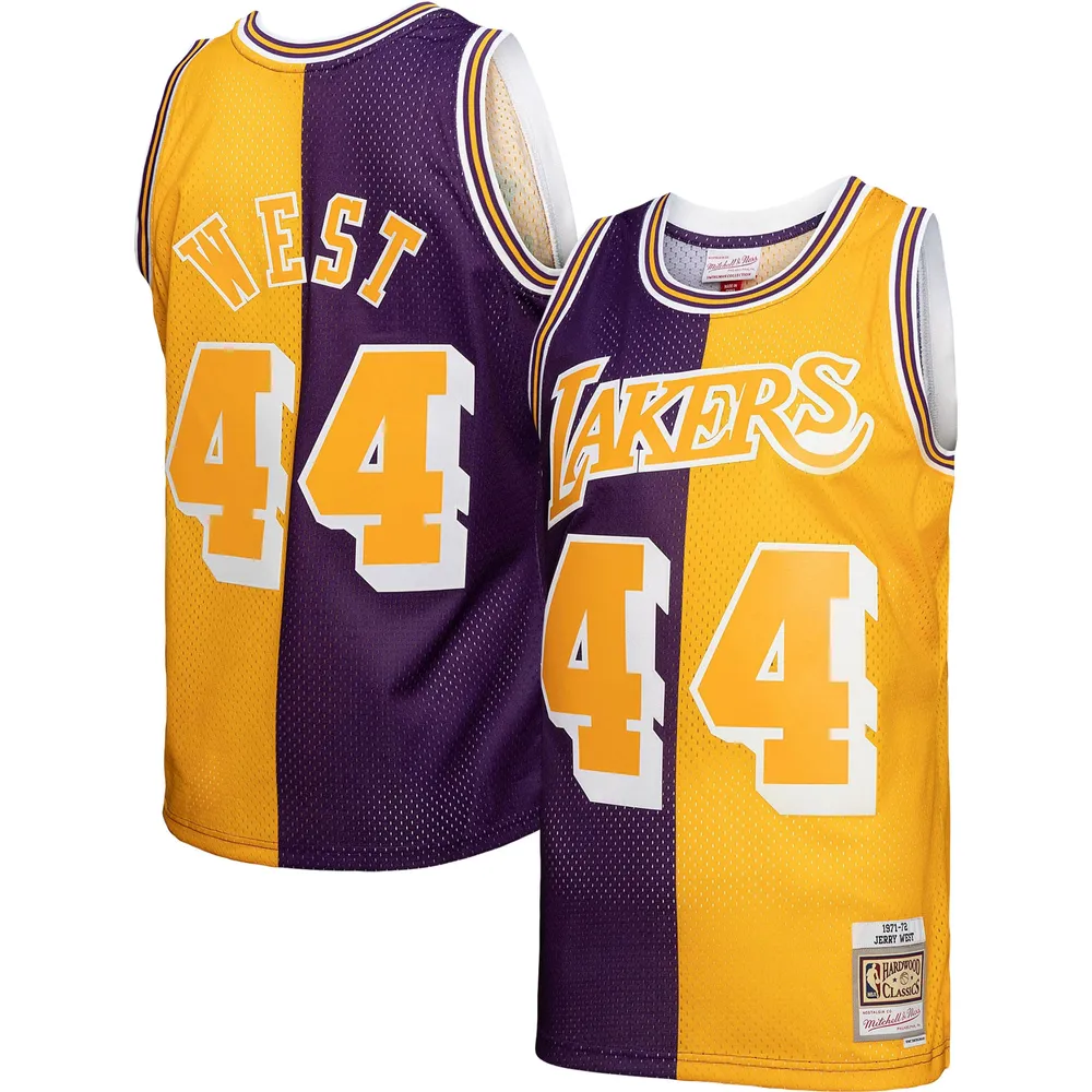 Lids Jerry West Los Angeles Lakers Mitchell & Ness Hardwood Classics  1971-72 Split Swingman Jersey - Purple/Gold