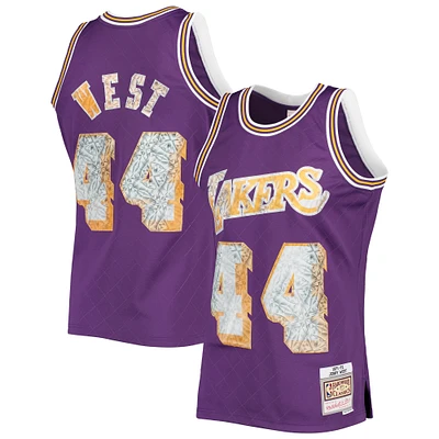 Maillot Swingman Los Angeles Lakers Mitchell & Ness Jerry West violet 1971/72 Hardwood Classics NBA 75e anniversaire Diamond pour hommes