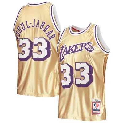 Mitchell & Ness Magic Johnson Gold Los Angeles Lakers Big & Tall Hardwood Classics Jersey