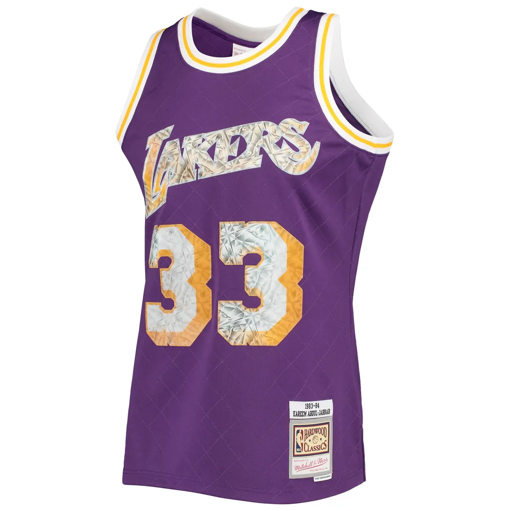 Maillot Homme Mitchell & Ness Kareem Abdul-Jabbar Violet Los Angeles Lakers 1983-84 Hardwood Classics 75e Anniversaire Diamond Swingman