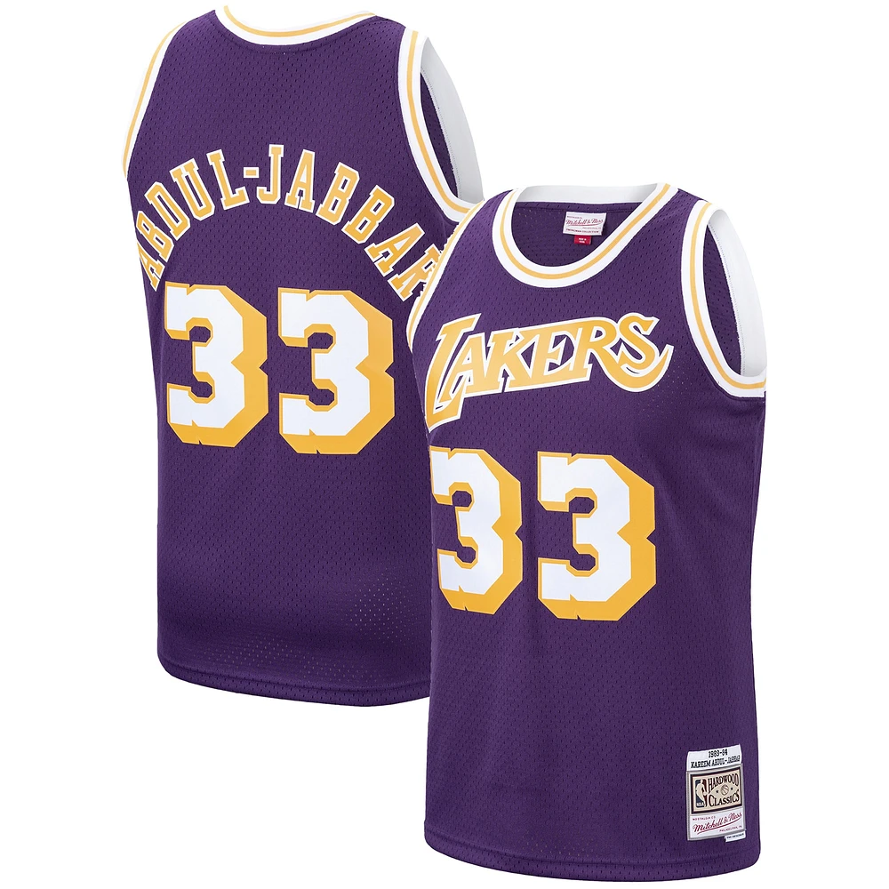 Men's Mitchell & Ness Kareem Abdul-Jabbar Purple Los Angeles Lakers Hardwood Classics Swingman Jersey