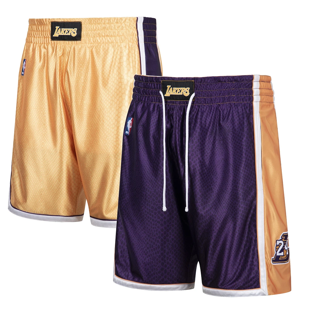 Short réversible authentique Mitchell & Ness Kobe Bryant doré/violet des Los Angeles Lakers pour hommes