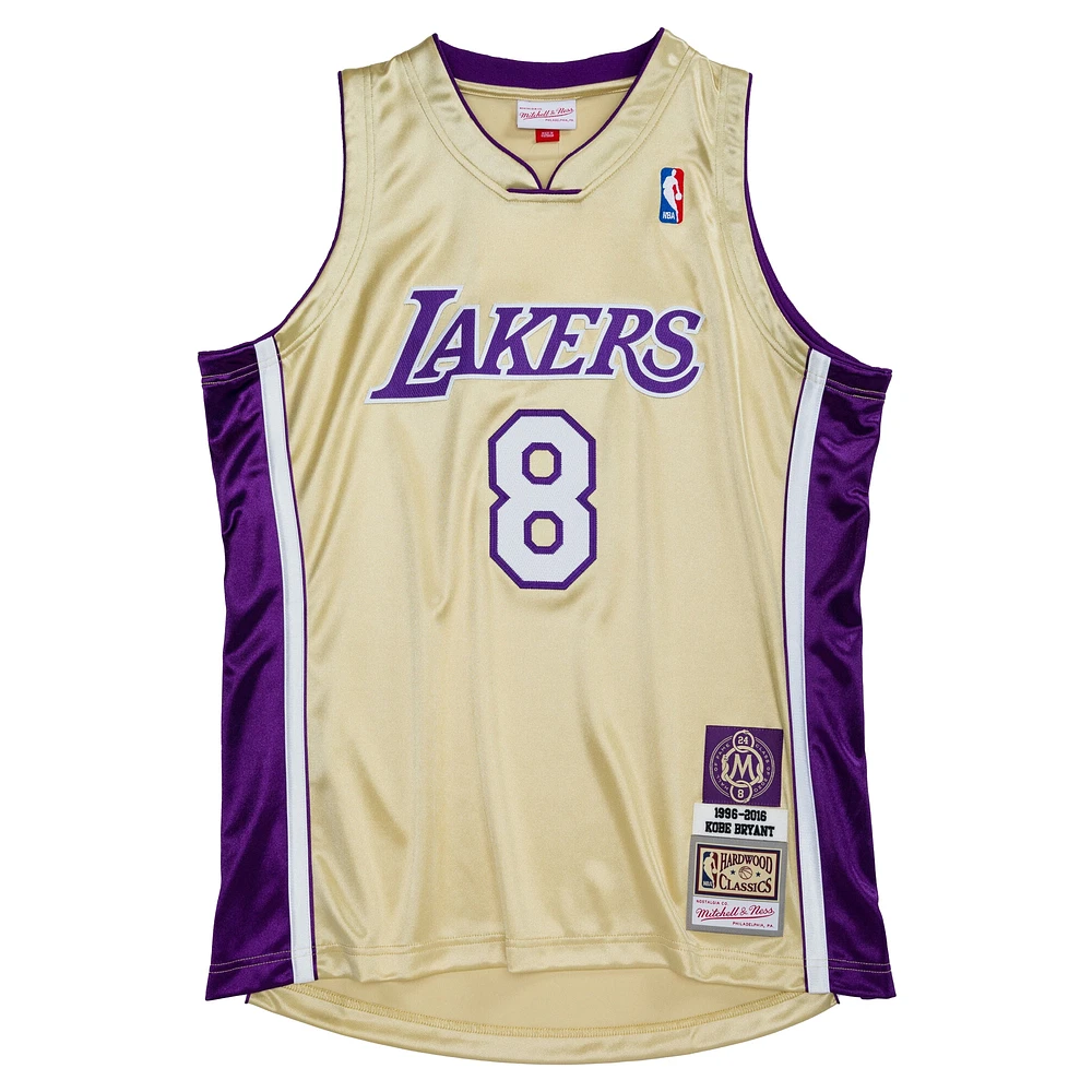 Men's Mitchell & Ness Kobe Bryant Gold Los Angeles Lakers Hall of Fame Class 2020 #8 Authentic Jersey