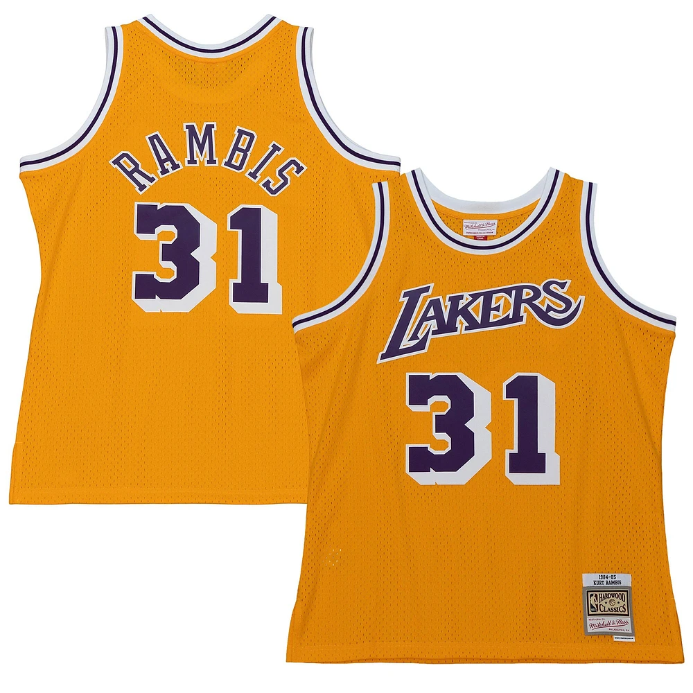 Men's Mitchell & Ness Kurt Rambis Gold Los Angeles Lakers 1984/85 Swingman Jersey