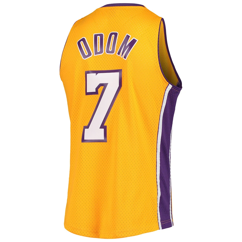 Maillot Mitchell & Ness Lamar Odom Gold pour homme des Los Angeles Lakers 2009/10 Hardwood Classics Swingman