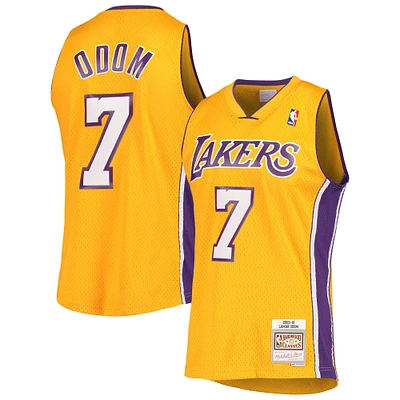 Maillot Mitchell & Ness Lamar Odom Gold pour homme des Los Angeles Lakers 2009/10 Hardwood Classics Swingman