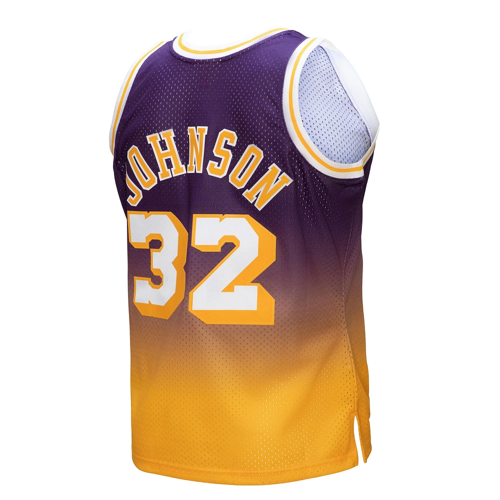 Maillot Homme Mitchell & Ness Magic Johnson Or/Violet Los Angeles Lakers 1984/85 Hardwood Classics Fadeaway Swingman Player