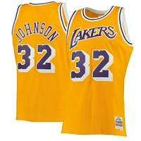 Men's Mitchell & Ness Magic Johnson Gold Los Angeles Lakers 1984/85 Hardwood Classics Swingman Jersey