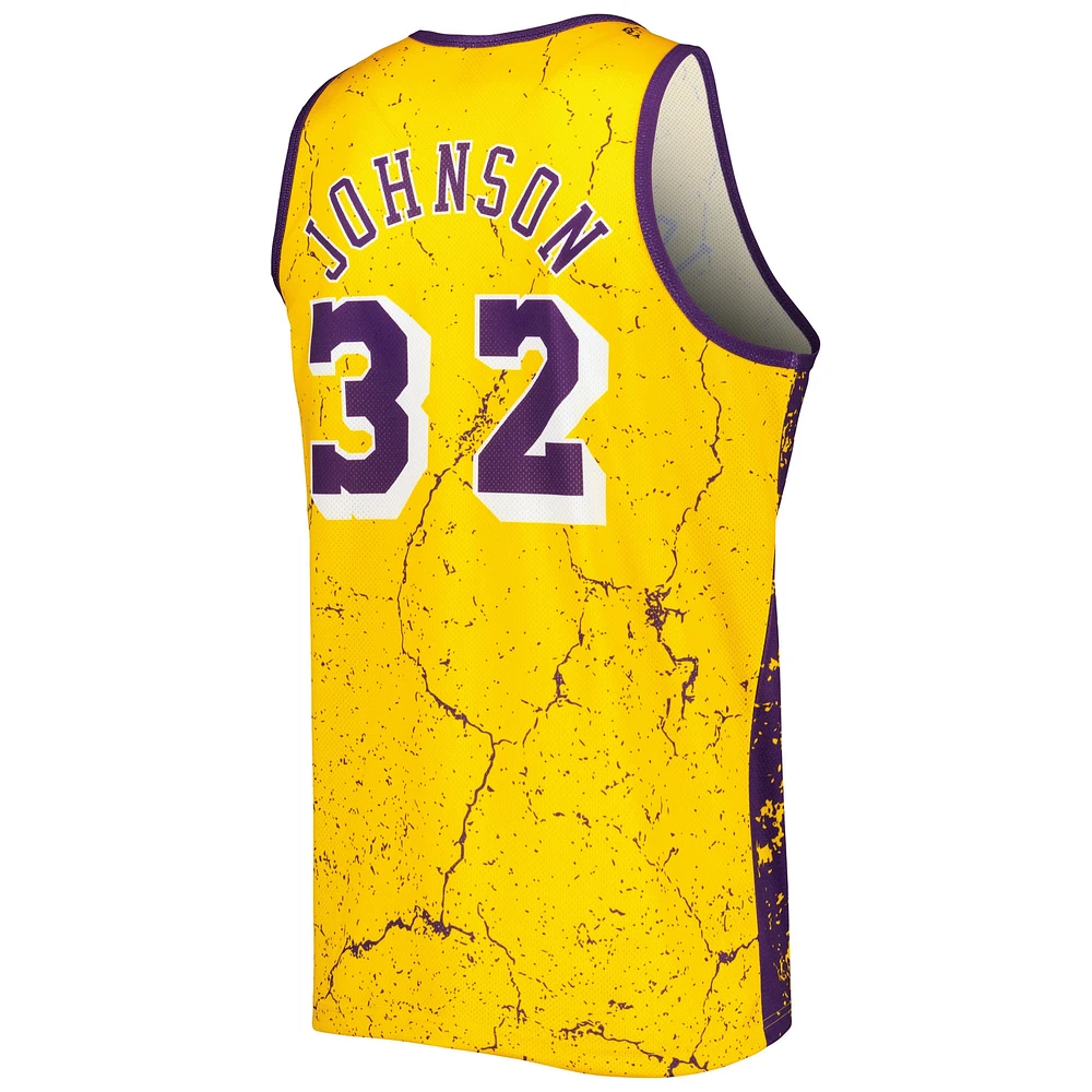 Men's Mitchell & Ness Magic Johnson Gold Los Angeles Lakers 1984-85 Hardwood Classics Player Burst Tank Top