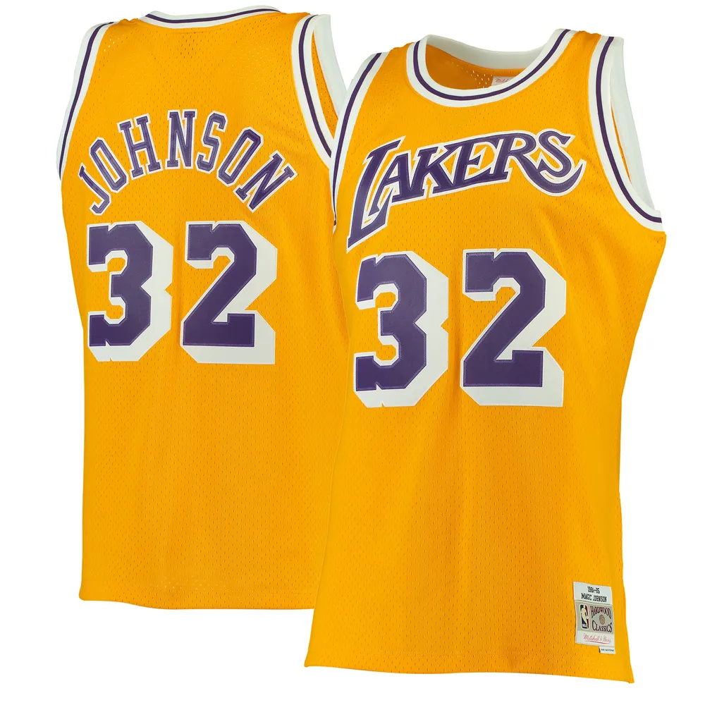 Men's Magic Johnson Los Angeles Lakers Mitchell & Ness 1984-85 Hardwood Classics Reload 2.0 Swingman Jersey - White