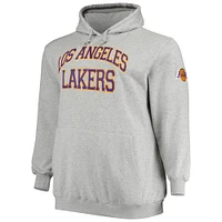 Men's Mitchell & Ness Magic Johnson Heathered Gray Los Angeles Lakers Big Tall Name Number Pullover Hoodie