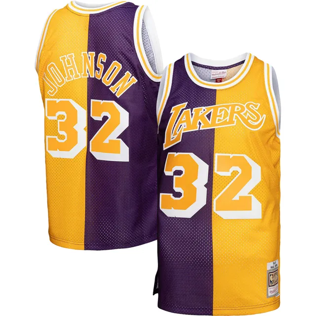 Youth Mitchell & Ness Magic Johnson Purple/Gold Los Angeles Lakers 1984-85  Hardwood Classics Fadeaway Swingman Jersey
