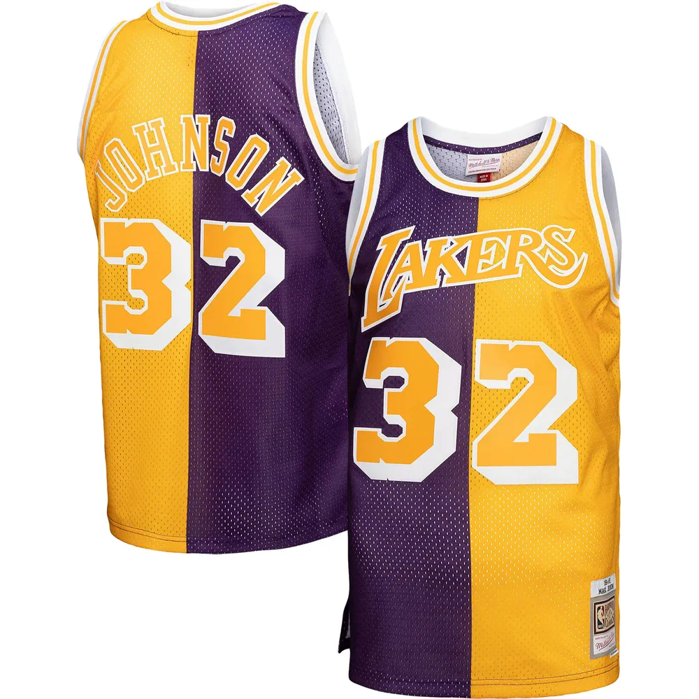 Youth Mitchell & Ness Gold Los Angeles Lakers Logo Hardwood Classics Swingman Shorts
