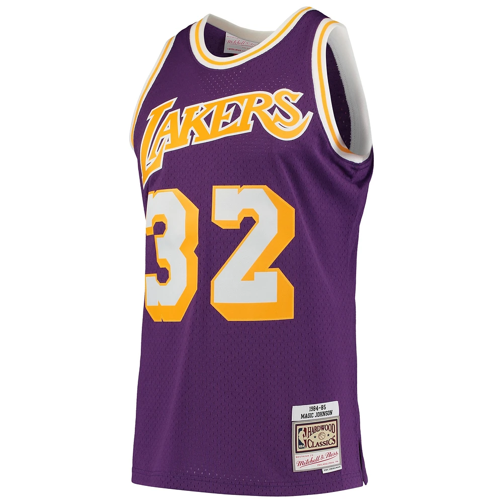 Men's Mitchell & Ness Magic Johnson Purple Los Angeles Lakers 1984/85 Hardwood Classics Swingman Jersey