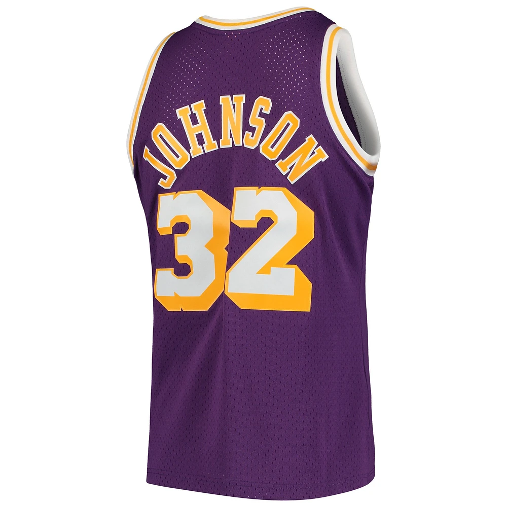 Men's Mitchell & Ness Magic Johnson Purple Los Angeles Lakers 1984/85 Hardwood Classics Swingman Jersey