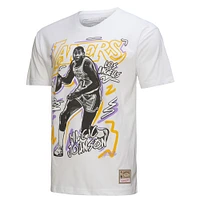 T-shirt blanc pour homme Mitchell & Ness Magic Johnson des Los Angeles Lakers Hardwood Classics Chalked Up