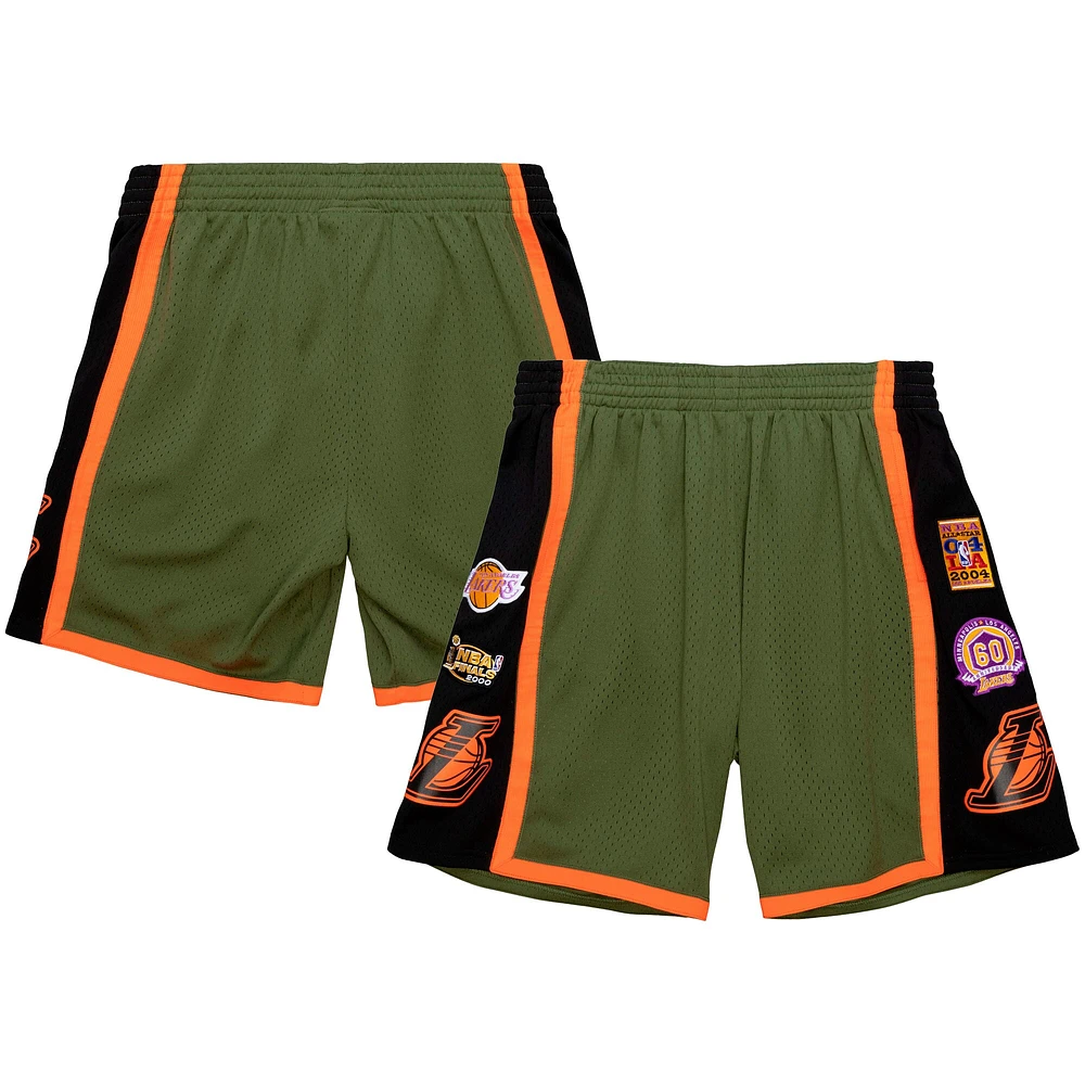 Men's Mitchell & Ness Olive Los Angeles Lakers Hardwood Classics Flight Edition Swingman - Shorts