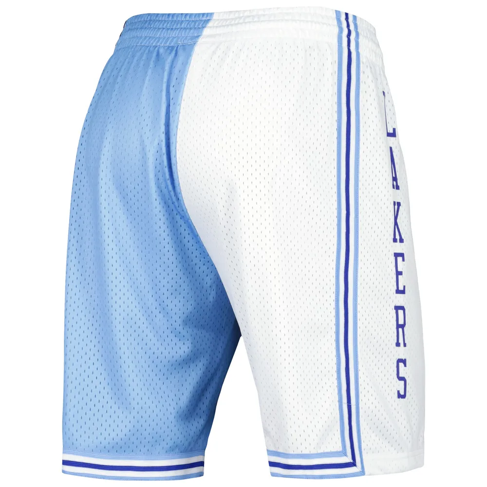 Short Swingman fendu Mitchell & Ness pour hommes, bleu poudre/blanc, Los Angeles Lakers Hardwood Classics 1996