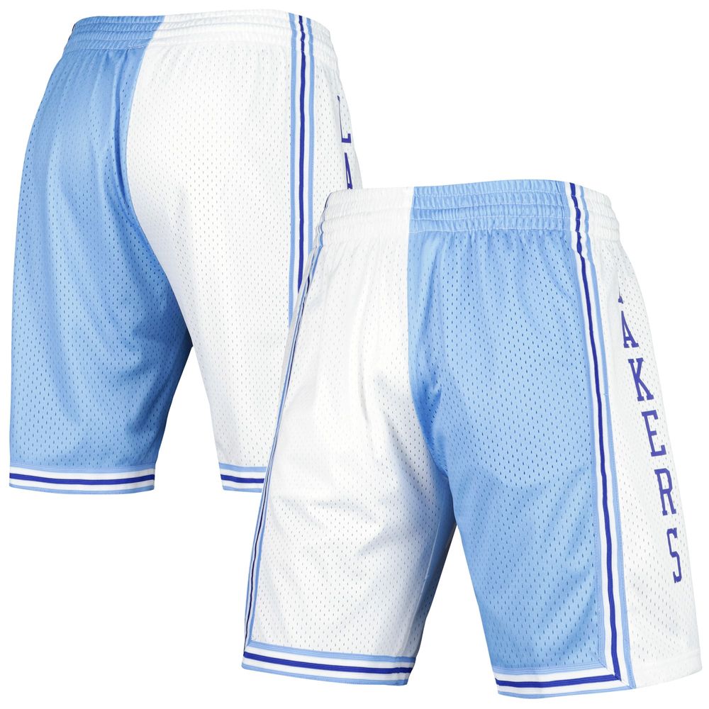 Men's Mitchell & Ness Powder Blue/White Los Angeles Lakers Hardwood Classics 1996 Split Swingman Shorts