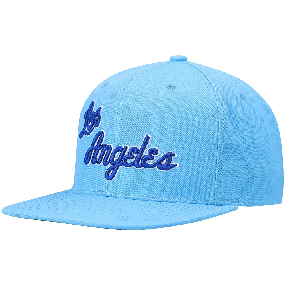 Casquette pour homme Mitchell & Ness Powder Blue Los Angeles Lakers Hardwood Classics Team Ground 2.0 Snapback