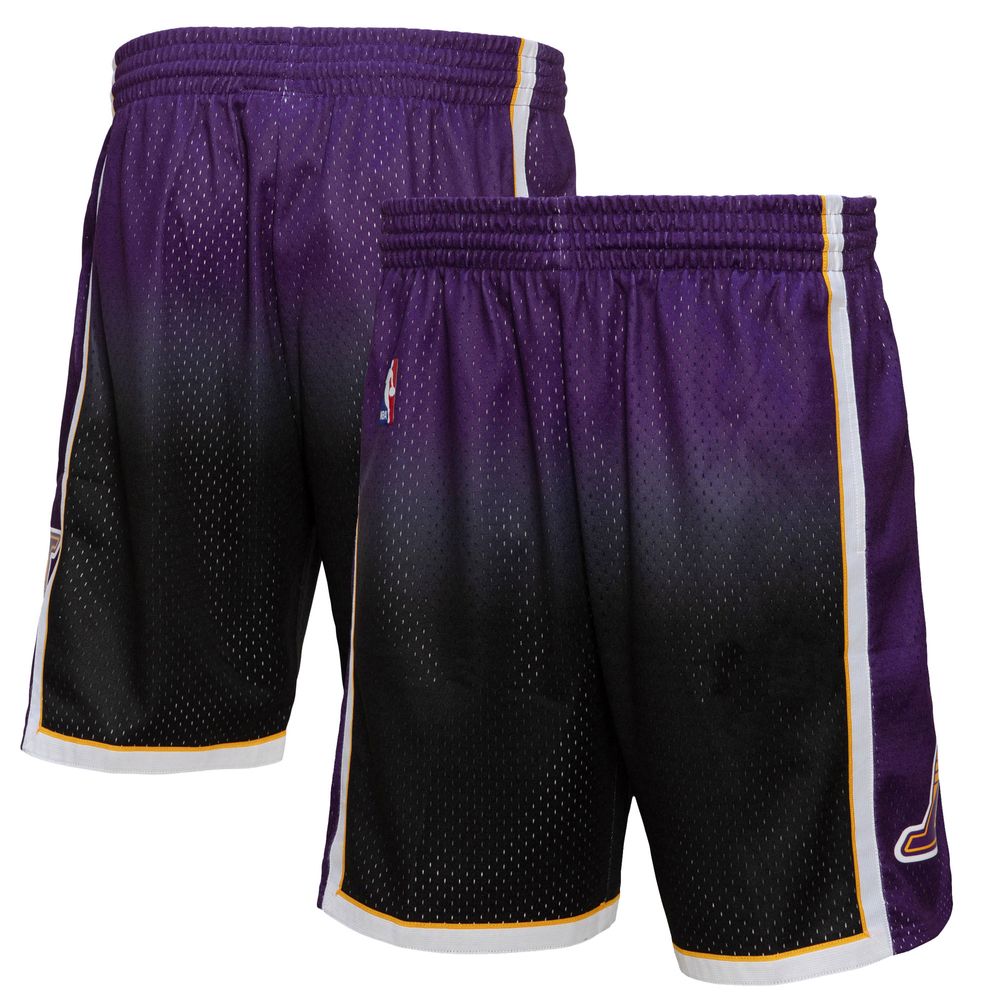 Men's Mitchell & Ness Purple/Black Los Angeles Lakers - 1984/85 Hardwood Classics Fadeaway Swingman Shorts