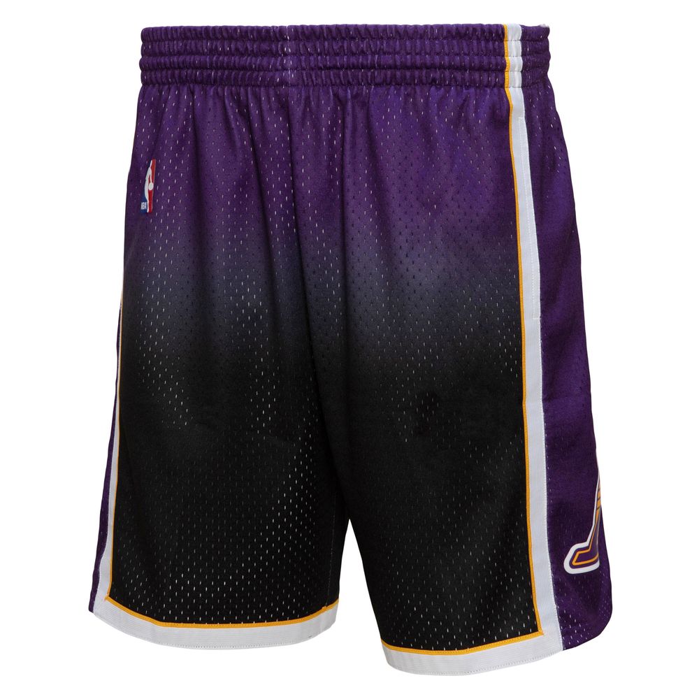 Men's Mitchell & Ness Purple/Black Los Angeles Lakers - 1984/85 Hardwood Classics Fadeaway Swingman Shorts