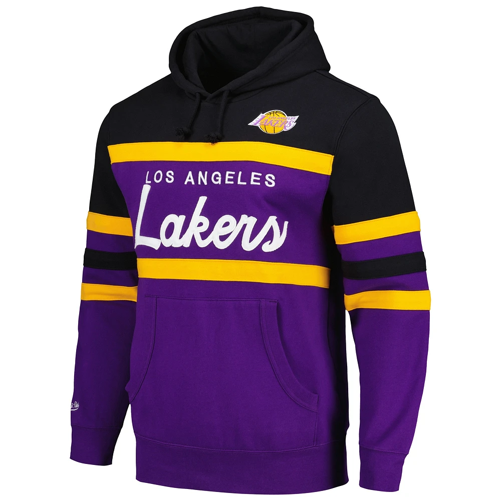 Men's Mitchell & Ness Purple/Black Los Angeles Lakers Head Coach Pullover Hoodie