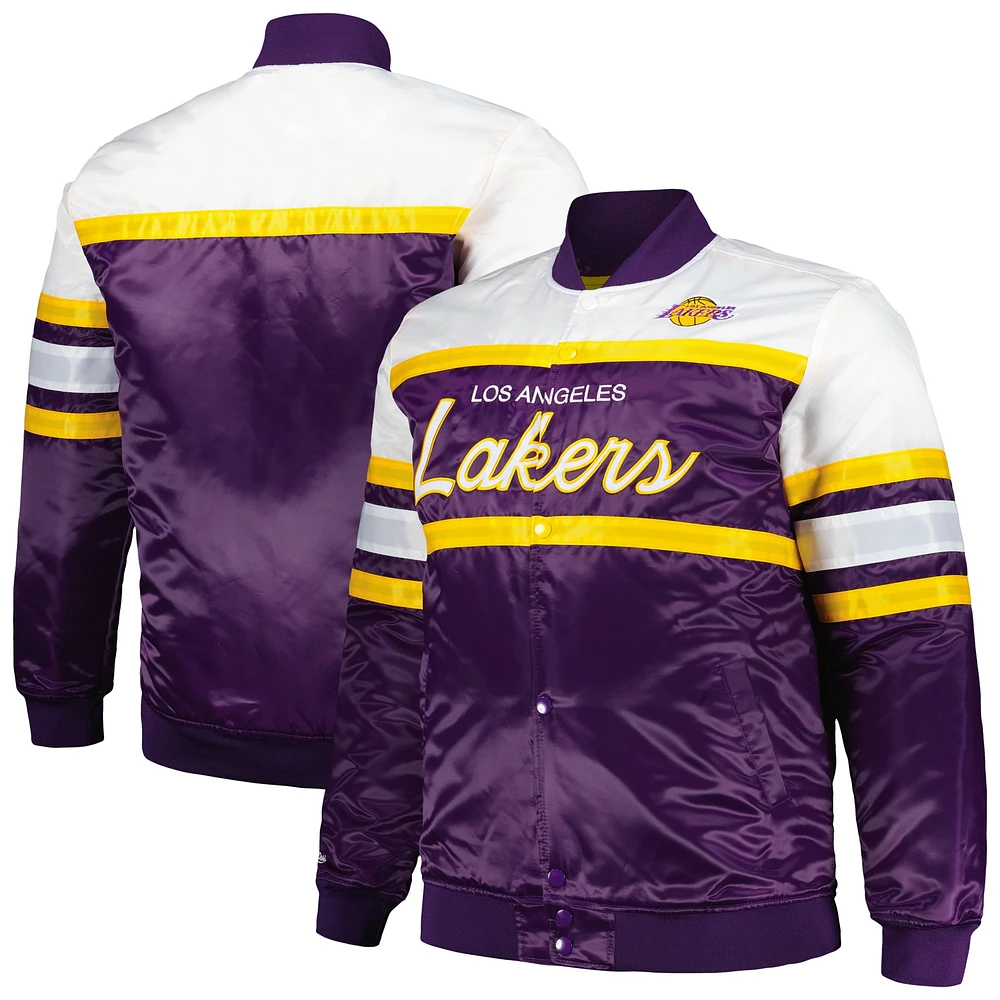 Men's Mitchell & Ness Purple/Gold Los Angeles Lakers Big Tall Heavyweight Full-Snap Satin Jacket