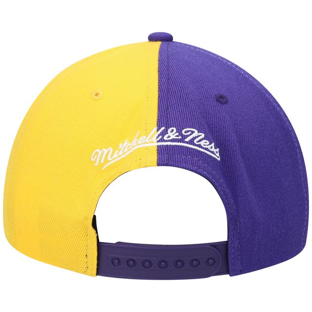 Casquette Snapback moitié-moitié violet/or Mitchell & Ness Los Angeles Lakers pour hommes