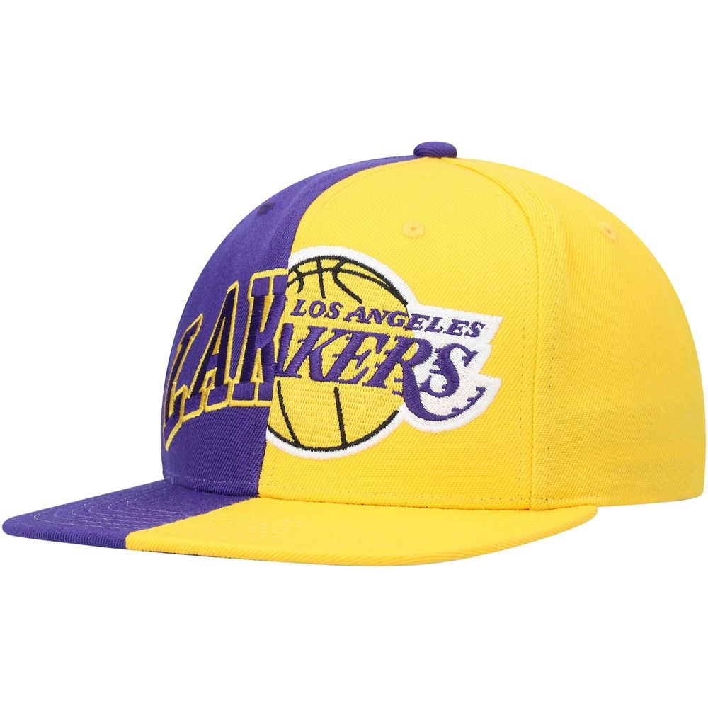 Men's Mitchell & Ness Purple/Gold Los Angeles Lakers Half and Half Snapback Hat