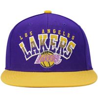 Men's Mitchell & Ness Purple/Gold Los Angeles Lakers Hardwood Classics Gradient Wordmark Snapback Hat