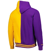 Chandail à capuchon fendu pour homme Los Angeles Lakers Hardwood Classics violet/doré Mitchell & Ness