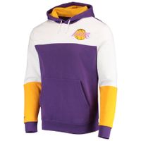 Men's Mitchell & Ness Purple/White Los Angeles Lakers Hardwood Classics Fusion 2.0 Colorblock - Pullover Hoodie