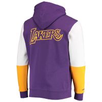 Men's Mitchell & Ness Purple/White Los Angeles Lakers Hardwood Classics Fusion 2.0 Colorblock - Pullover Hoodie