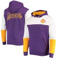 Men's Mitchell & Ness Purple/White Los Angeles Lakers Hardwood Classics Fusion 2.0 Colorblock - Pullover Hoodie