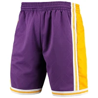 Short Swingman violet Mitchell & Ness pour hommes des Los Angeles Lakers 1984 Hardwood Classics 75e anniversaire