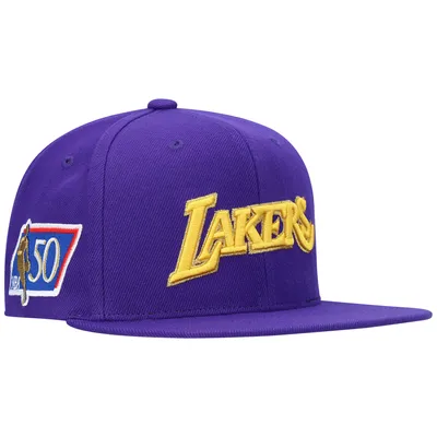 Los Angeles Lakers Mitchell & Ness 50th Anniversary Snapback Hat - Purple