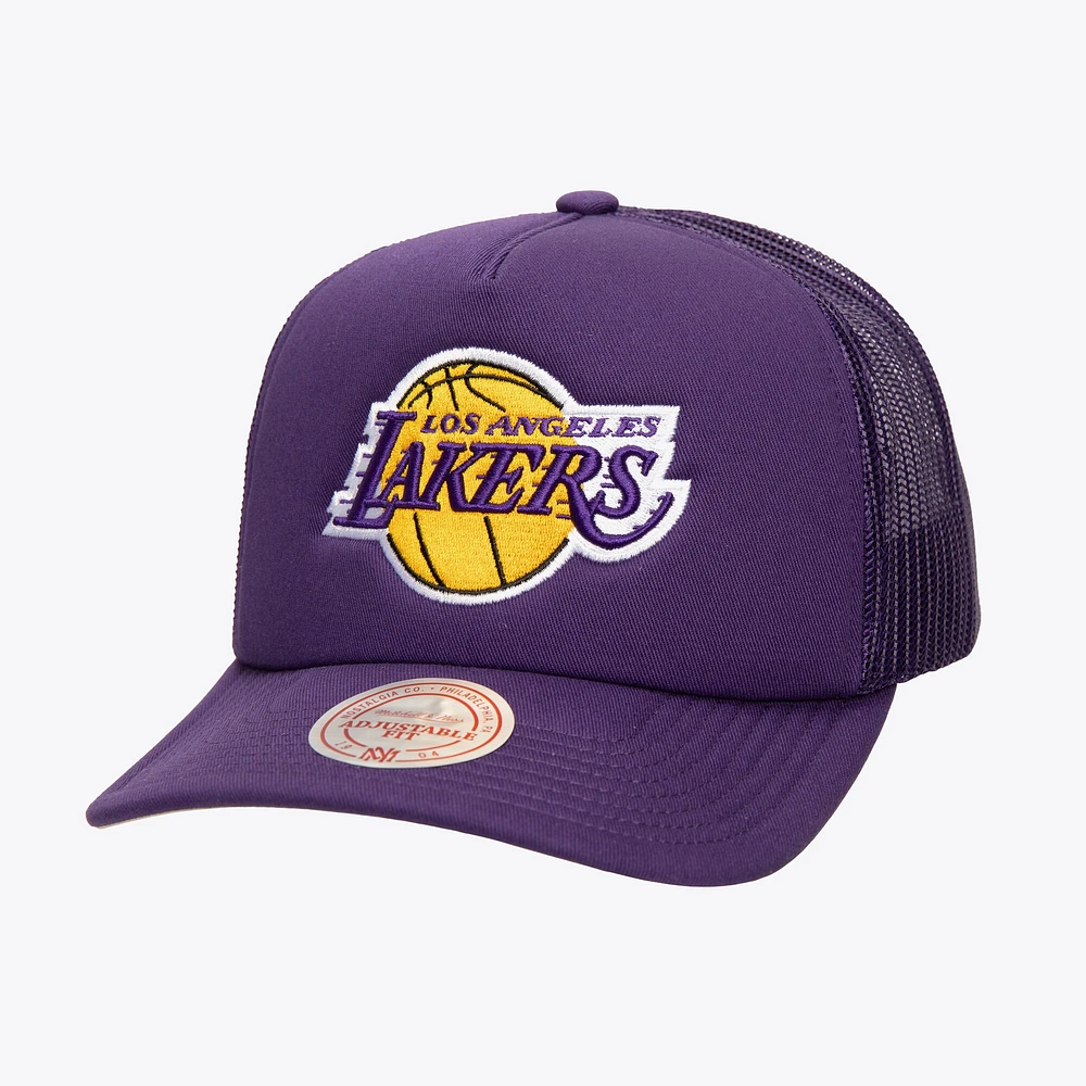 Men's Mitchell & Ness Purple Los Angeles Lakers Core Evergreen OTC Trucker Adjustable Hat