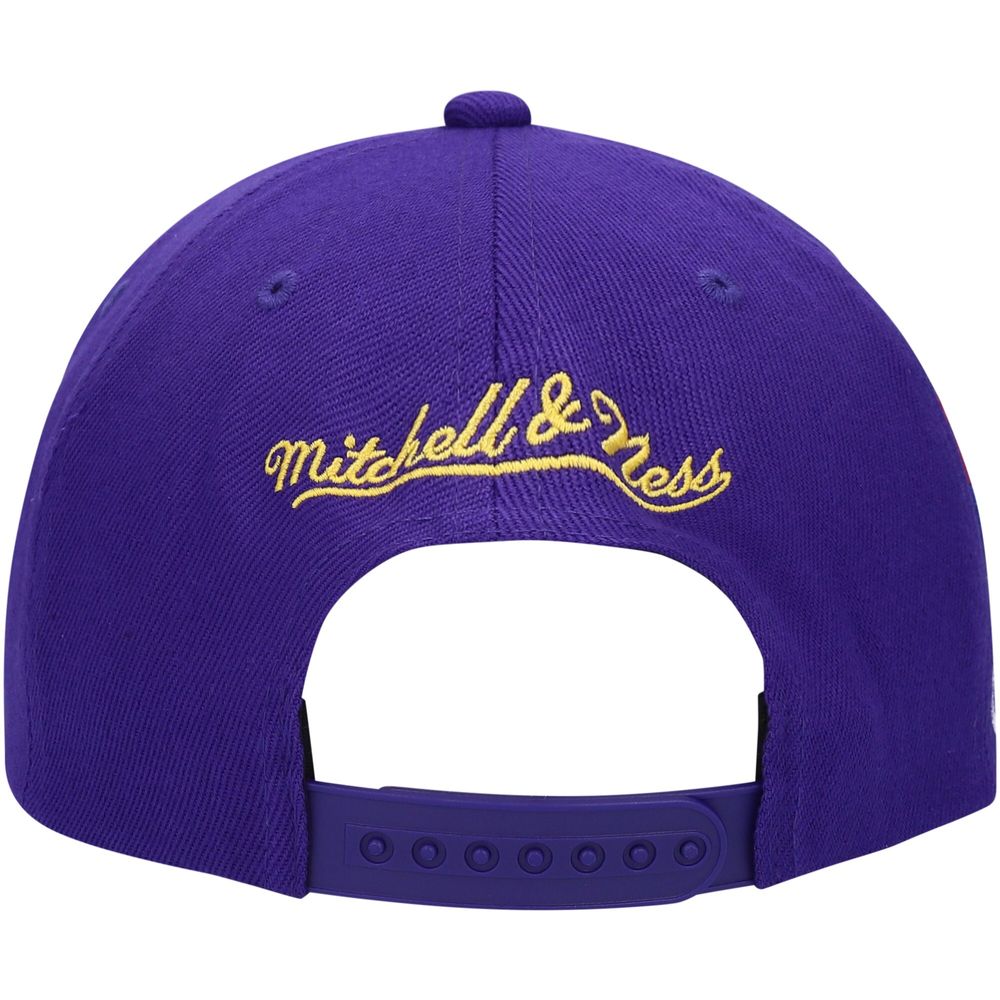 Men's Mitchell & Ness Purple Los Angeles Lakers Hardwood Classics 1988 NBA Finals XL Patch Snapback Hat