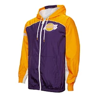 Men's Mitchell & Ness Purple Los Angeles Lakers Hardwood Classics Big Shot Premium Full-Zip Windbreaker Jacket