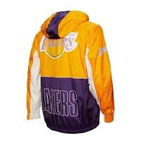 Men's Mitchell & Ness Purple Los Angeles Lakers Hardwood Classics Big Shot Premium Full-Zip Windbreaker Jacket