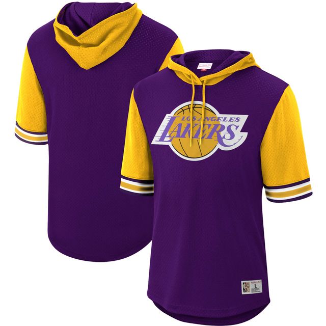 Sweat à capuche violet Mitchell & Ness pour hommes des Lakers de Los Angeles Hardwood Classics Buzzer Beater en maille