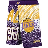 Men's Mitchell & Ness Purple Los Angeles Lakers Hardwood Classics Jumbotron Sublimated Shorts