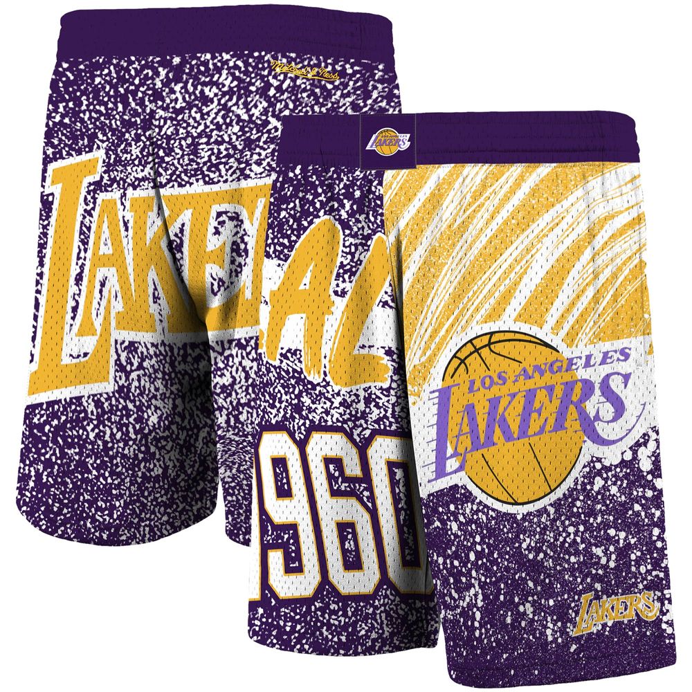 Men's Mitchell & Ness Purple Los Angeles Lakers Hardwood Classics Jumbotron Sublimated Shorts