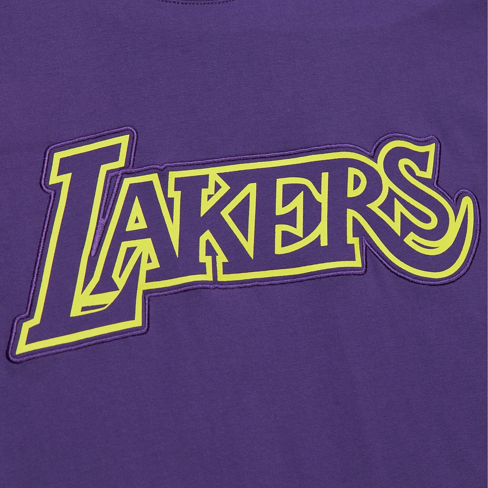 Men's Mitchell & Ness Purple Los Angeles Lakers Hardwood Classics Neon Nights Premium T-Shirt