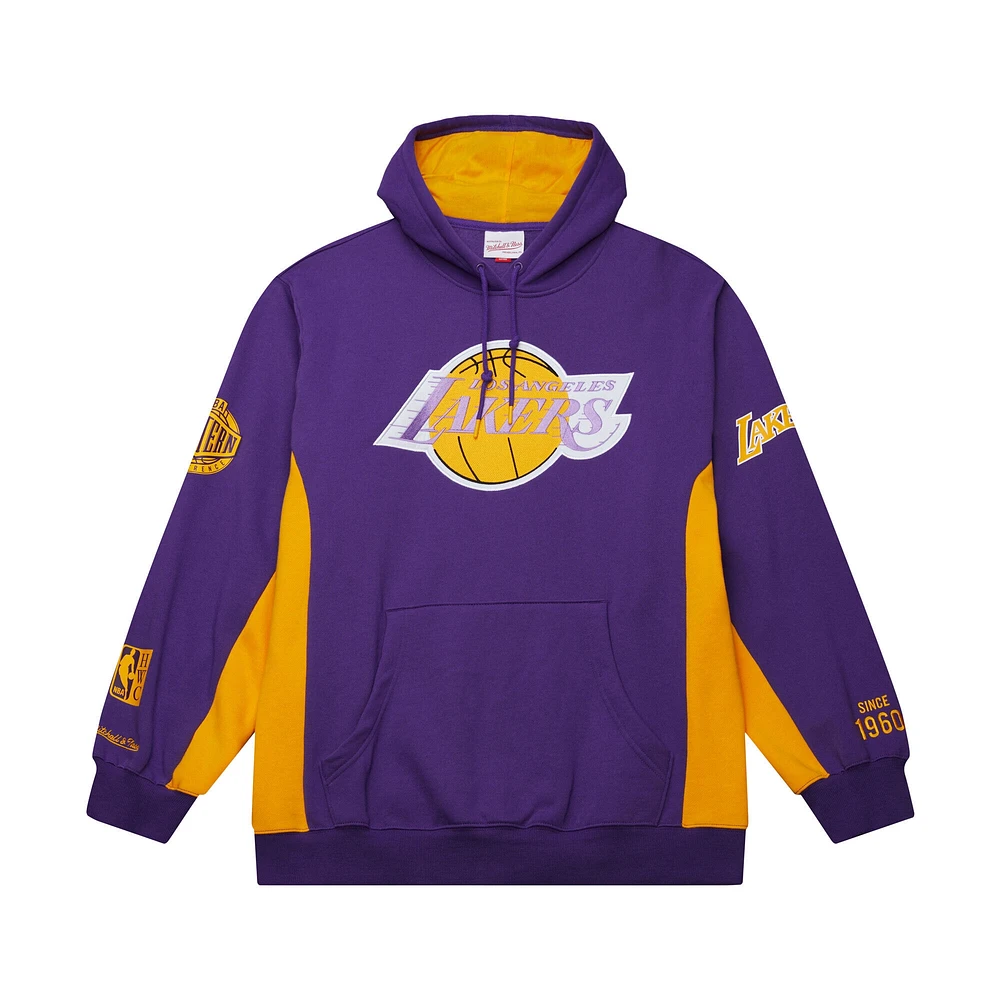 Men's Mitchell & Ness Purple Los Angeles Lakers Hardwood Classics Team Origins Fleece Pullover Hoodie