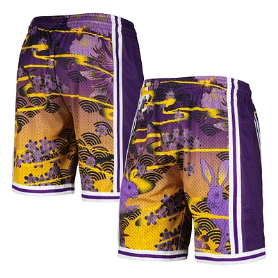 Men's Mitchell & Ness  Purple Los Angeles Lakers Lunar New Year Swingman Shorts