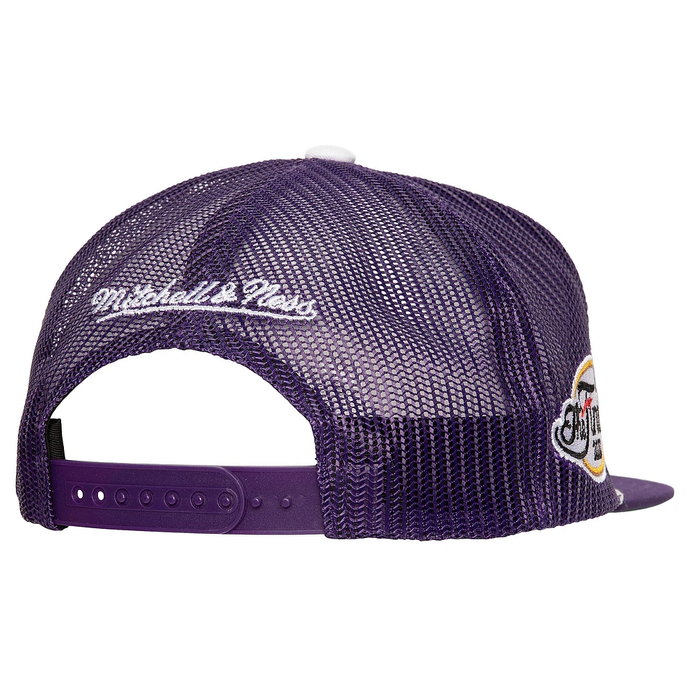 Casquette Snapback violet Los Angeles Lakers Roper Meshback Trucker Snapback pour hommes